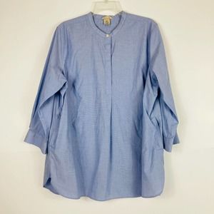 Duluth Tunic Blouse Pockets Quarter Button Cotton
